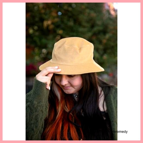 Corduroy Bucket Hat, Lightweight Packable Vintage Streetwear main image 4